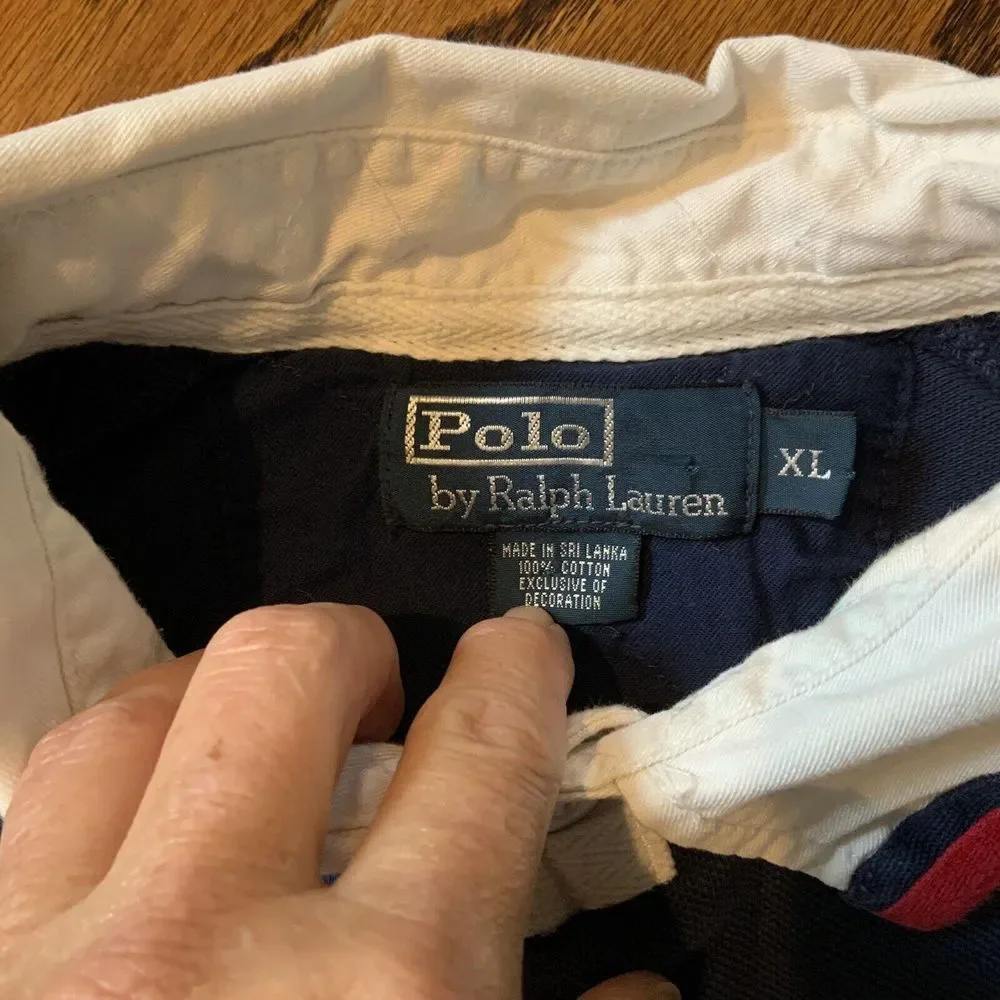 Ralph Lauren Polo United States Flag‎ Big Pony Blue Shirt USA Mens XL